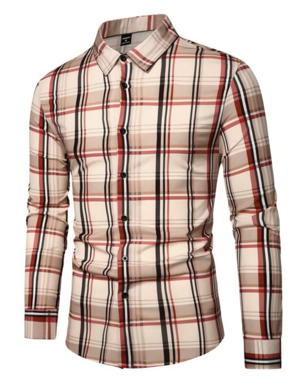 Men's Plaid Long Sleeve Casual Shirt, Autumn Edition - Image 4